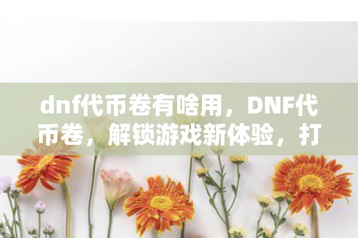 dnf代币卷有啥用，DNF代币卷，解锁游戏新体验，打造个性角色