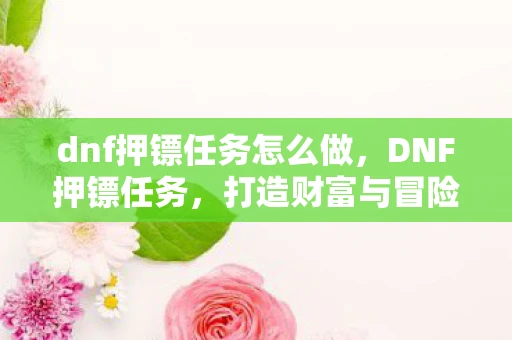 dnf押镖任务怎么做，DNF押镖任务，打造财富与冒险的完美结合