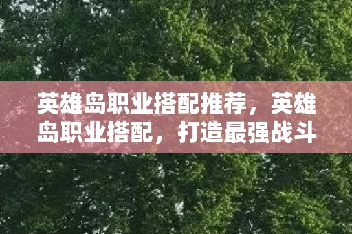 英雄岛职业搭配推荐，英雄岛职业搭配，打造最强战斗团队