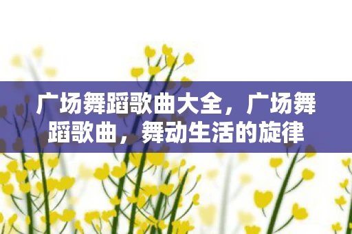 广场舞蹈歌曲大全，广场舞蹈歌曲，舞动生活的旋律