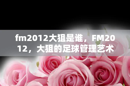 fm2012大狙是谁，FM2012，大狙的足球管理艺术