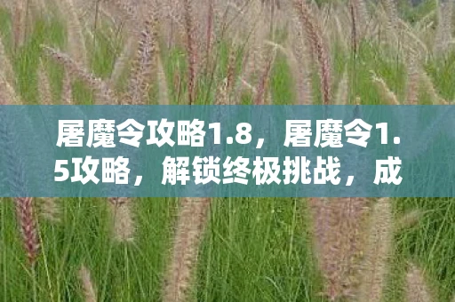 屠魔令攻略1.8，屠魔令1.5攻略，解锁终极挑战，成为无敌玩家