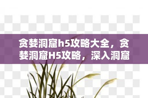 贪婪洞窟h5攻略大全，贪婪洞窟H5攻略，深入洞窟，探寻宝藏