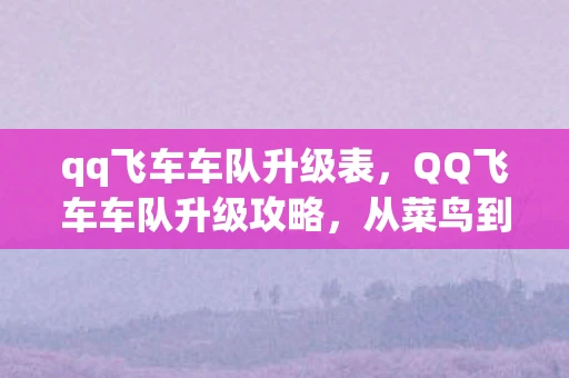 qq飞车车队升级表，QQ飞车车队升级攻略，从菜鸟到高手的必经之路
