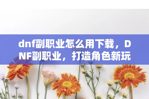 dnf副职业怎么用下载,DNF副职业,打造角色新玩法,提升实力与收益 dnf副职业怎么用下载,DNF副职业,打造角色新玩法,提升实力与收益