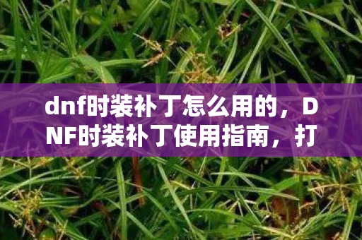 dnf时装补丁怎么用的，DNF时装补丁使用指南，打造个性化游戏角色