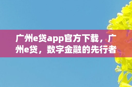 广州e贷app官方下载，广州e贷，数字金融的先行者