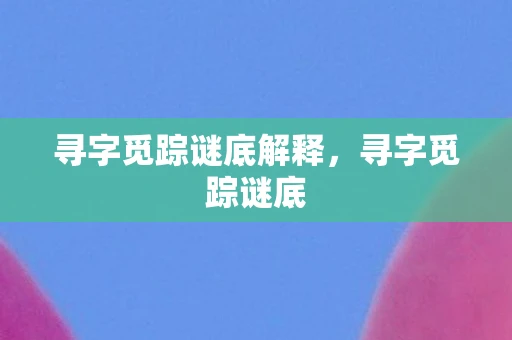 寻字觅踪谜底解释，寻字觅踪谜底