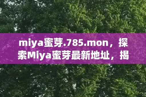 miya蜜芽.785.mon，探索Miya蜜芽最新地址，揭秘跨境电商新动向