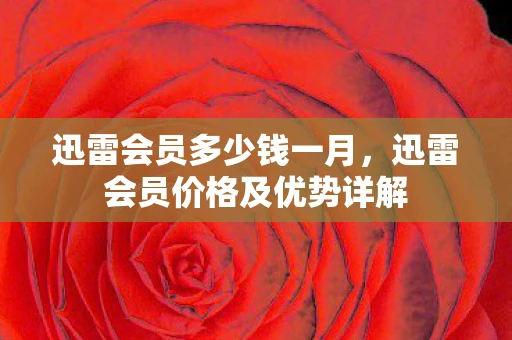迅雷会员多少钱一月，迅雷会员价格及优势详解