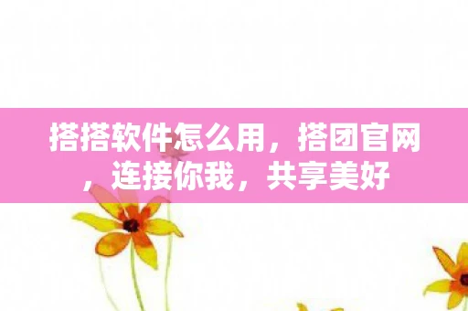 搭搭软件怎么用,搭团官网,连接你我,共享美好 搭搭软件怎么用,搭团官网,连接你我,共享美好