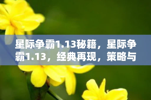 星际争霸1.13秘籍，星际争霸1.13，经典再现，策略与操作的巅峰对决