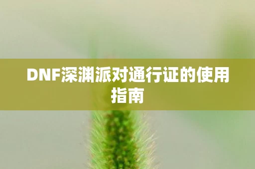 DNF深渊派对通行证的使用指南图片