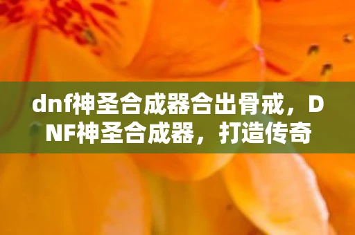 dnf神圣合成器合出骨戒，DNF神圣合成器，打造传奇装备，开启无限可能