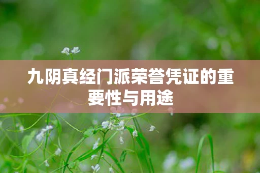 九阴真经门派荣誉凭证的重要性与用途图片