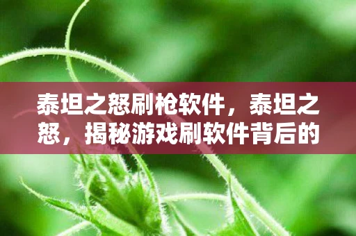 泰坦之怒刷枪软件，泰坦之怒，揭秘游戏刷软件背后的灰色产业链