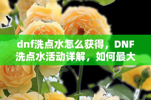 dnf洗点水怎么获得,DNF洗点水活动详解,如何最大化利用洗点水提升角色实力 dnf洗点水怎么获得,DNF洗点水活动详解,如何最大化利用洗点水提升角色实力