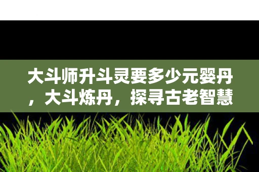 大斗师升斗灵要多少元婴丹，大斗炼丹，探寻古老智慧的奥秘