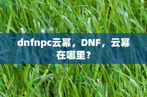dnfnpc云幂，DNF，云幂在哪里？