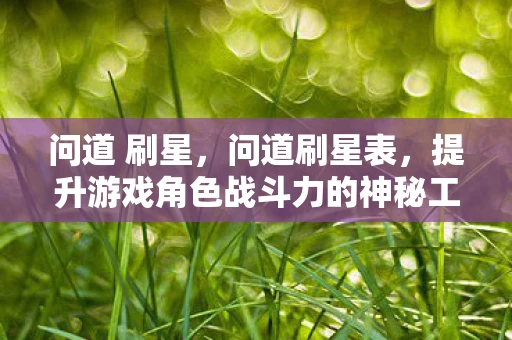 问道 刷星，问道刷星表，提升游戏角色战斗力的神秘工具