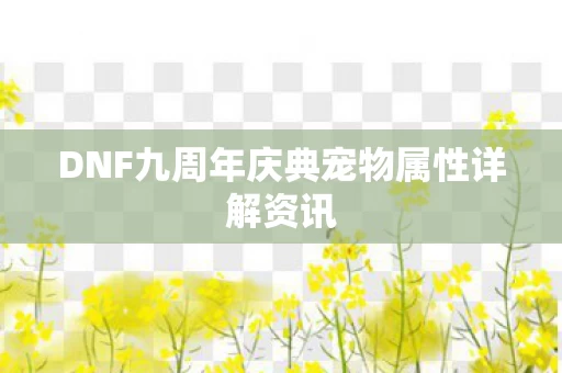 DNF九周年庆典宠物属性详解资讯图片