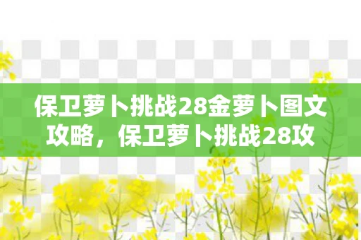 保卫萝卜挑战28金萝卜图文攻略，保卫萝卜挑战28攻略，金萝卜布阵图详解