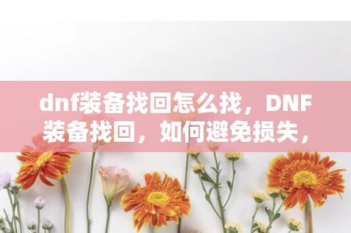 dnf装备找回怎么找,DNF装备找回,如何避免损失,找回遗失的宝贵装备 dnf装备找回怎么找,DNF装备找回,如何避免损失,找回遗失的宝贵装备