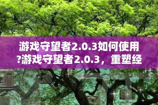 游戏守望者2.0.3如何使用?游戏守望者2.0.3,重塑经典,引领未来 游戏守望者2.0.3如何使用?游戏守望者2.0.3,重塑经典,引领未来