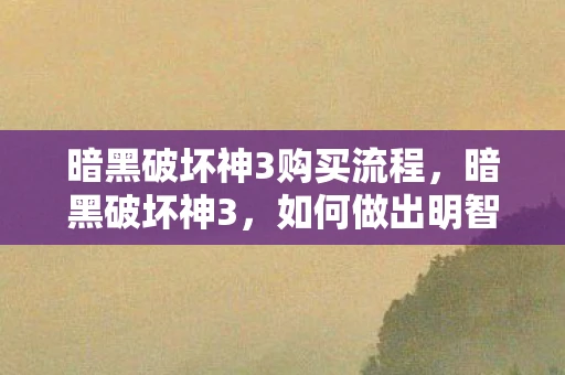 暗黑破坏神3购买流程，暗黑破坏神3，如何做出明智的购买决策