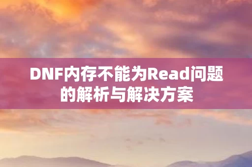 DNF内存不能为Read问题的解析与解决方案图片