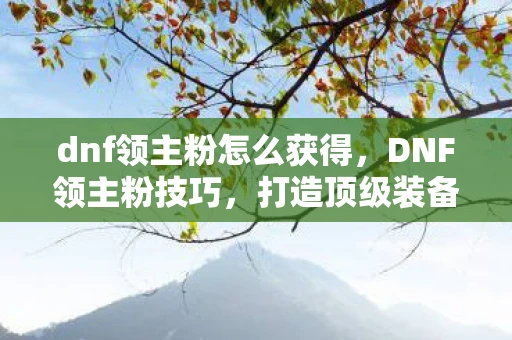 dnf领主粉怎么获得，DNF领主粉技巧，打造顶级装备，提升战斗力的秘诀