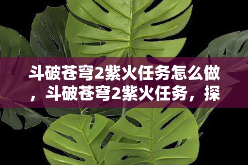 斗破苍穹2紫火任务怎么做，斗破苍穹2紫火任务，探索与冒险的延续