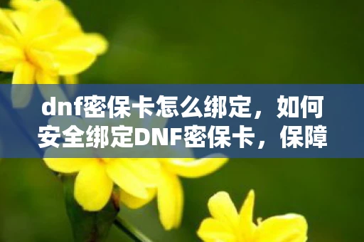 dnf密保卡怎么绑定，如何安全绑定DNF密保卡，保障账号安全