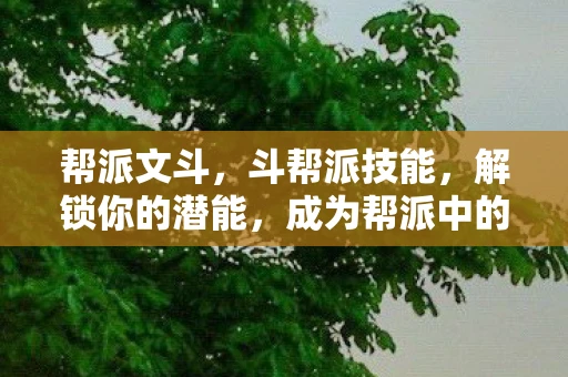 帮派文斗,斗帮派技能,解锁你的潜能,成为帮派中的佼佼者 帮派文斗,斗帮派技能,解锁你的潜能,成为帮派中的佼佼者