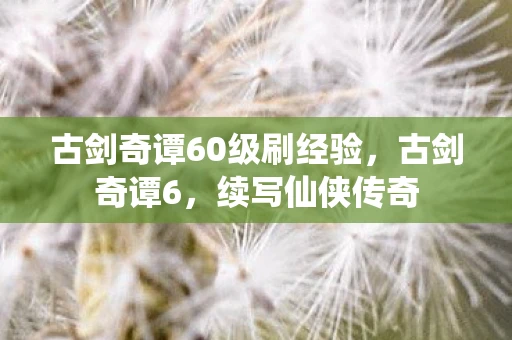 古剑奇谭60级刷经验，古剑奇谭6，续写仙侠传奇