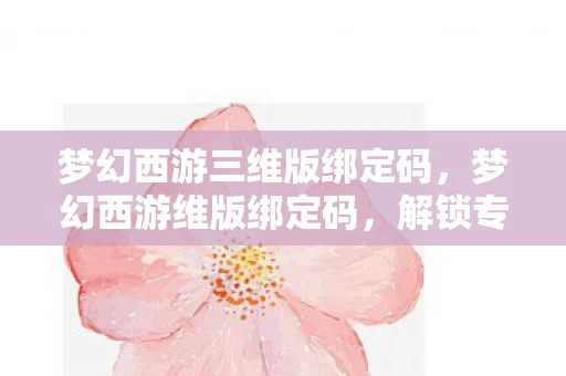 梦幻西游三维版绑定码，梦幻西游维版绑定码，解锁专属福利的秘籍