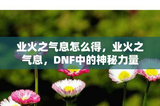 业火之气息怎么得,业火之气息,DNF中的神秘力量 业火之气息怎么得,业火之气息,DNF中的神秘力量