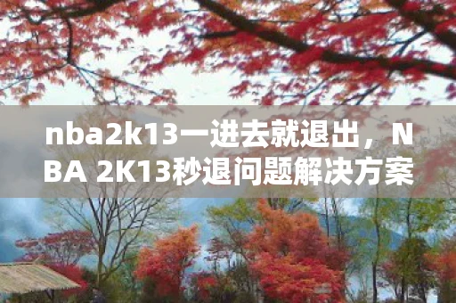 nba2k13一进去就退出，NBA 2K13秒退问题解决方案