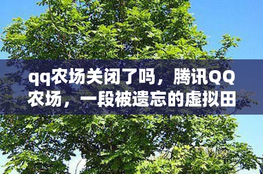 qq农场关闭了吗，腾讯QQ农场，一段被遗忘的虚拟田园岁月