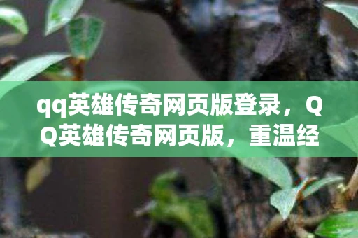 qq英雄传奇网页版登录，QQ英雄传奇网页版，重温经典，再战江湖