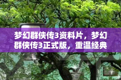 梦幻群侠传3资料片，梦幻群侠传3正式版，重温经典，再续传奇