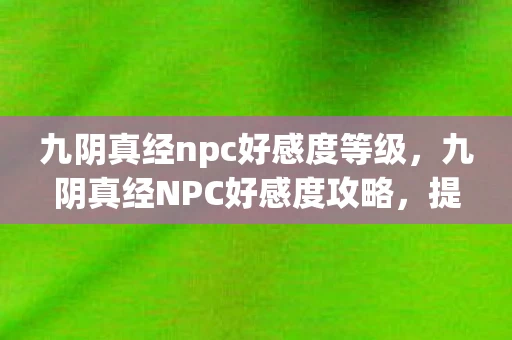 九阴真经npc好感度等级,九阴真经NPC好感度攻略,提升与利用 九阴真经npc好感度等级,九阴真经NPC好感度攻略,提升与利用