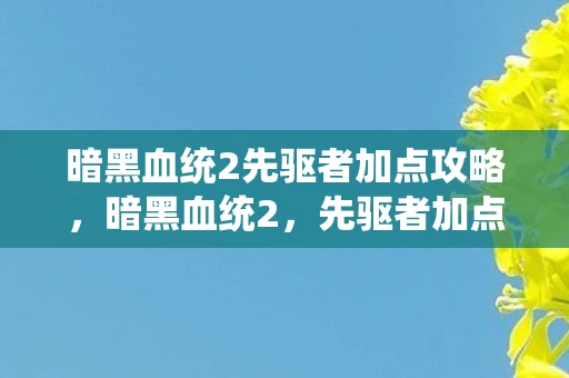 暗黑血统2先驱者加点攻略，暗黑血统2，先驱者加点策略
