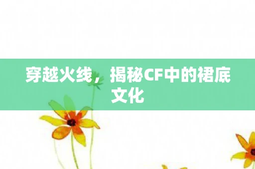 穿越火线，揭秘CF中的裙底文化