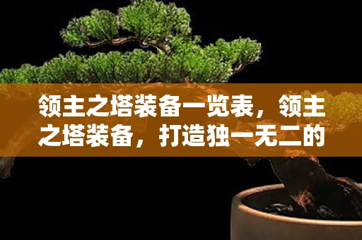 领主之塔装备一览表，领主之塔装备，打造独一无二的角色力量