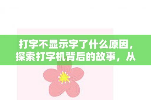 打字不显示字了什么原因，探索打字机背后的故事，从机械到数字的无声革命