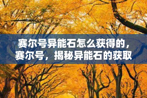 赛尔号异能石怎么获得的，赛尔号，揭秘异能石的获取途径