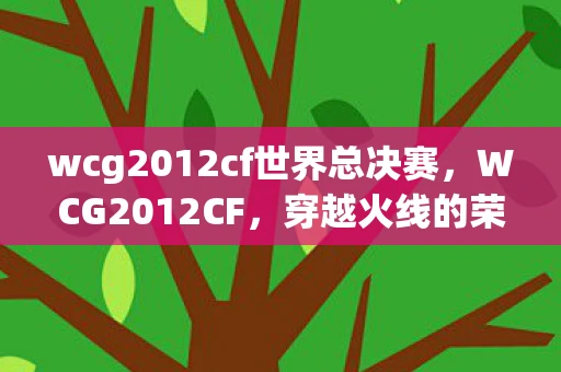 wcg2012cf世界总决赛，WCG2012CF，穿越火线的荣耀与梦想