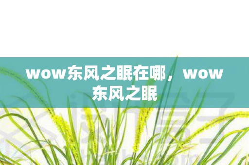 wow东风之眠在哪，wow东风之眠