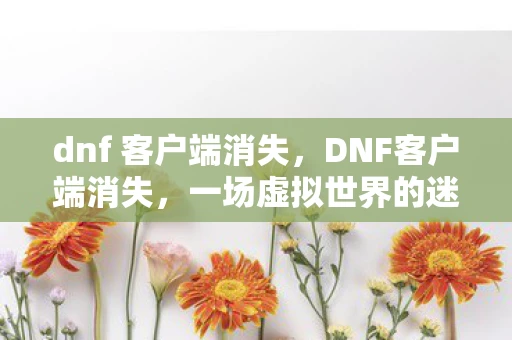 dnf 客户端消失，DNF客户端消失，一场虚拟世界的迷雾